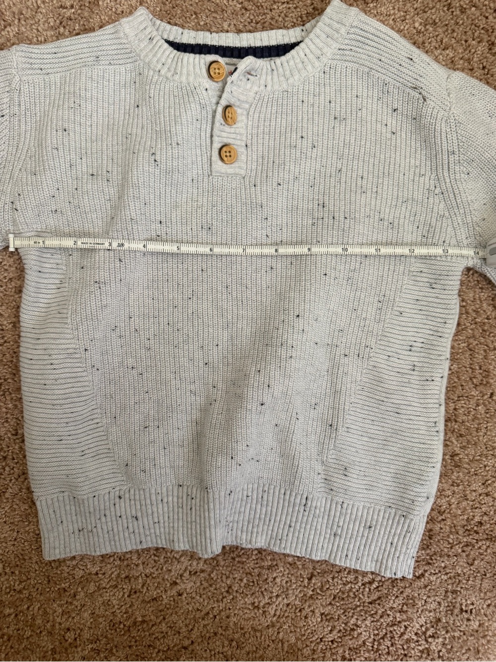 Cat & Jack Boys Light Gray Speckled Knit Henley Sweater Size 5T - Picture 8 of 9